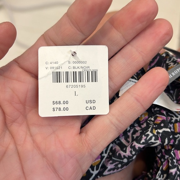 Anthropologie Black and purple Tie back Crop Camisole size large. NWT! - Picture 8 of 9